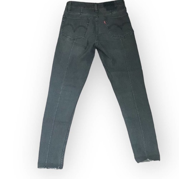 Levi's Altered 721 High Rise Skinny Gray Raw Hem Jeans Size 27 - Picture 4 of 11